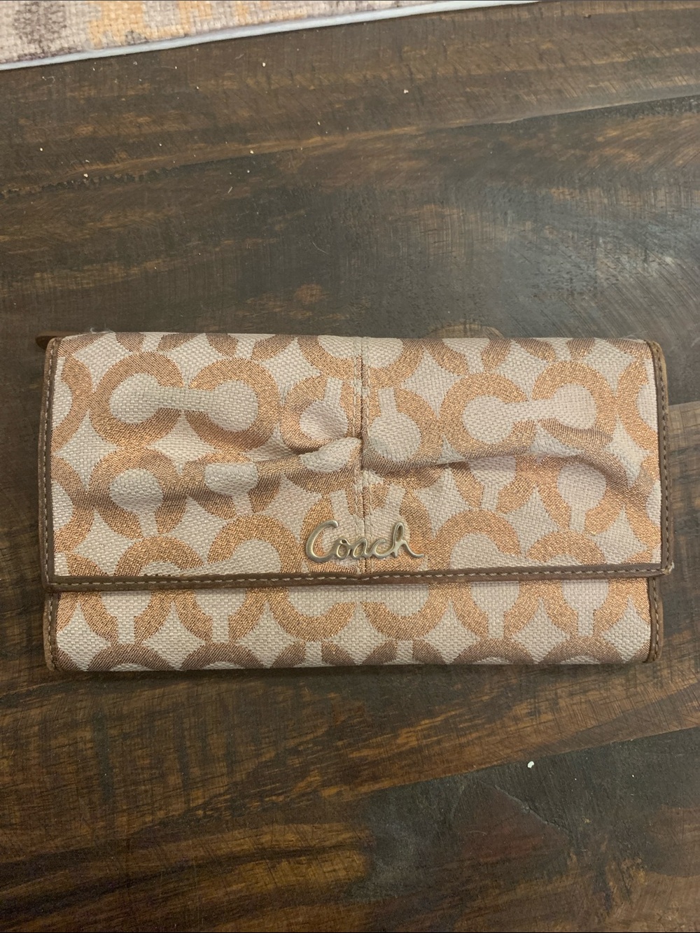 Coach Soho Signature Pleated Metallic Gold and Brown Wallet - Picture 3 of 13